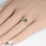 <span style="color:purple">SPECIAL!</span>.79ct G SI 14K Yellow Gold Diamond & Emerald Gemstone Ring Size 6.5
