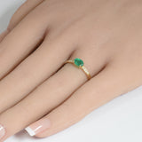 .64ct G SI 14K Yellow Gold Diamond & Oval Shape Emerald Gemstone Ring Size 6.5