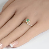 .38ct G SI 14K Yellow Gold Diamond & Emerald Gemstone Twisted Ring Size 6.5