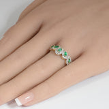 .82ct G SI 14K Yellow Gold Diamond & Emerald Gemstone Pear Shape Ring Size 6.5