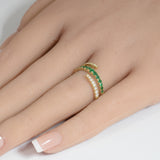 .60ct G SI 14K Yellow Gold Diamond & Emerald Gemstone Wrap Around Ring Size 6.5