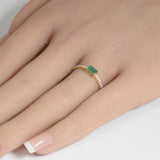 <span style="color:purple">SPECIAL!</span>.40ct G SI 14K Yellow Gold Diamond & Emerald Gemstone Ring Size 6.5