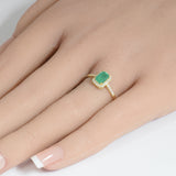 .72ct G SI 14K Yellow Gold Diamond & Emerald Gemstone Ring Size 6.5