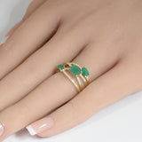 1.53ct G SI 14K Yellow Gold Diamond & Emerald Gemstone Ring Size 6.5
