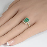 2.09ct G SI 14K Yellow Gold Diamond & Emerald Gemstone Engagement Ring Size 6.5