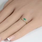 .40ct G SI 14K Yellow Gold Diamond & Emerald Gemstone Ring Size 6.5