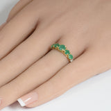 <span style="color:purple">SPECIAL!</span>1.52ct G SI 14K Yellow Gold Diamond & Emerald Gemstone Ring Size 6.5