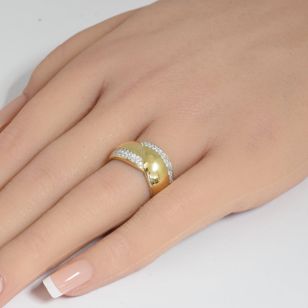 .33ct G SI 14K Yellow Gold Diamond Dome Ring Size 6.5
