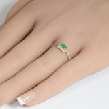 <span style="color:purple">SPECIAL!</span> .46ct G SI 14K Yellow Gold Diamond & Emerald Gemstone Band Ring Size 6.5
