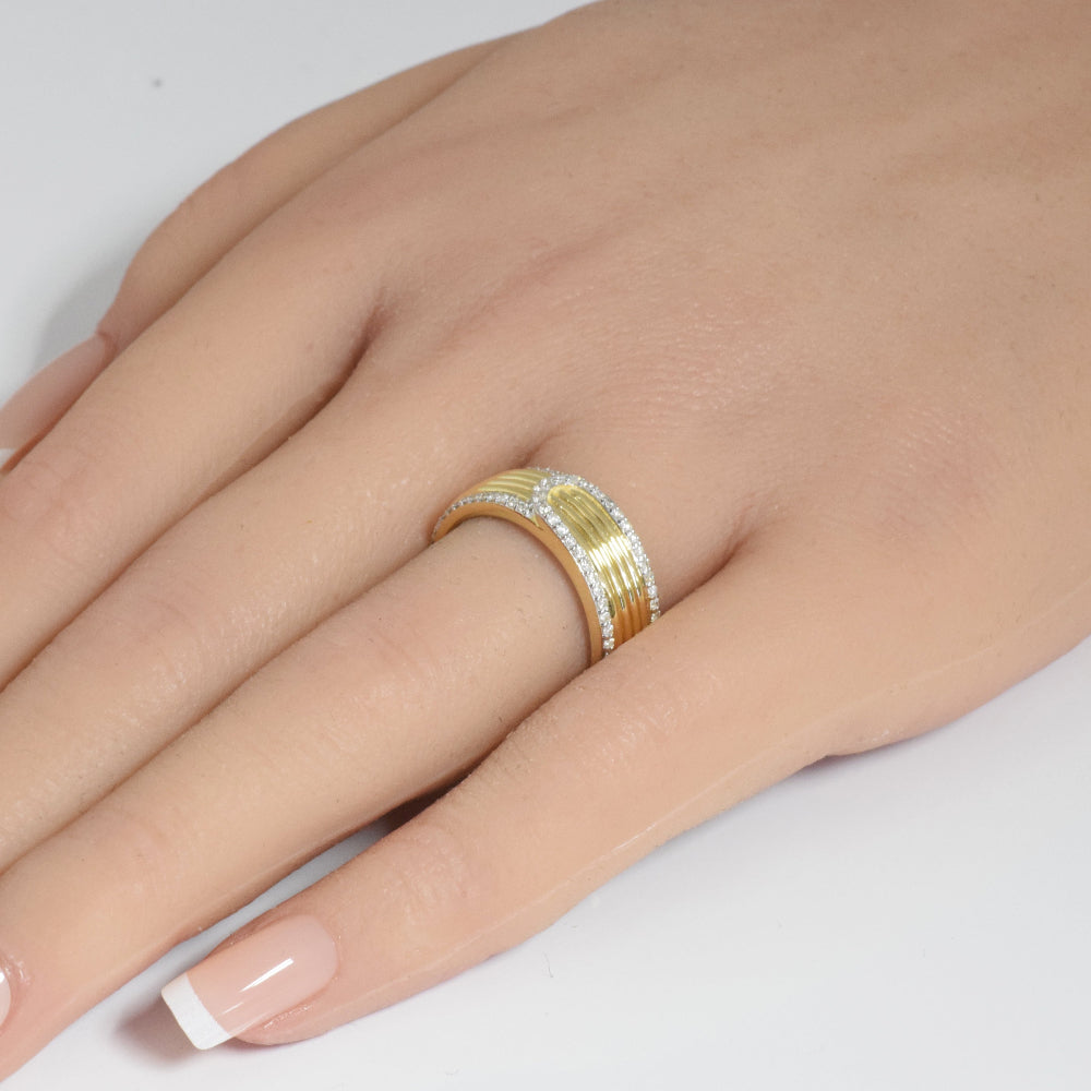 .33ct G SI 14K Yellow Gold Trendy Style Womens Diamond Ring Size 6.5