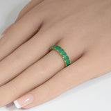 1.91ct G SI 14K Yellow Gold Emerald Gemstone Half Eternity Band Ring Size 6.5