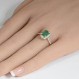 1.84ct G SI 14K Yellow Gold Diamond & Emerald Gemstone Ring Size 6.5