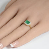 .93ct G SI 14K Yellow Gold Diamond & Emerald Gemstone Ring Size 6.5
