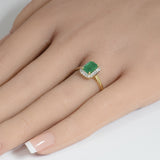 .96ct G SI 14K Yellow Gold Diamond & Emerald Gemstone Ring Size 6.5