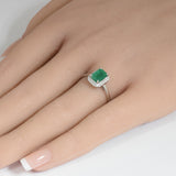 1.33ct G SI 14K White Gold Emerald Gemstone & Diamond Ring Size 6.5