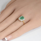 1.89ct G SI 14K Yellow Gold Diamond & Emerald Gemstone Ring Size 6.5