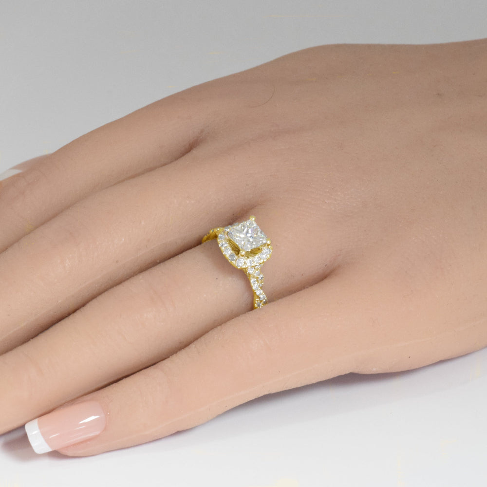 1.53ct G SI 14K Yellow Gold Diamond Princess Cut Engagement Ring Size 6.5