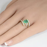 1.85ct G SI 14K Yellow Gold Diamond & Emerald Gemstone Ring Size 6.5