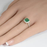 1.68ct G SI 14K Yellow Gold Cushion Shape Emerald Gemstone & Diamond Ring Size 6.5