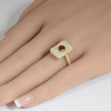 1.45ct G SI 14K Yellow Gold Diamond & Ruby Gemstone Ring Size 6.5