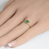 .66ct G SI 14K Yellow Gold Bezel Set Emerald Gemstone Ring Size 6.5