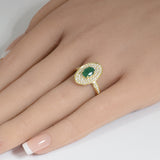 1.26ct G SI 14K Yellow Gold Oval Emerald & Diamond Gemstone Ring Size 6.5