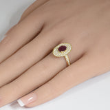 1.42ct G SI 14K Yellow Gold Oval Ruby Gemstone & Diamond Ring Size 6.5