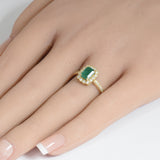 1.24ct Gemstones G SI 14K Yellow Gold Diamond & Emerald Gemstone Ring Size 6.5