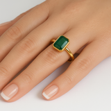 .94ct G SI 14K Yellow Gold Bezel Set Emerald Gemstone Ring Size 6.5