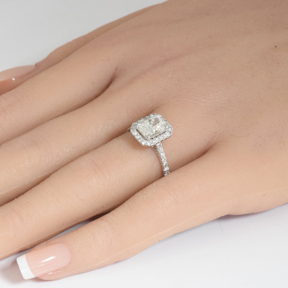 1.40ct G SI 14K White Gold Diamond Radiant Diamond Engagement Ring Size 6.5