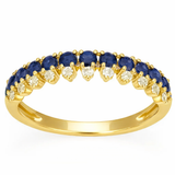 .67ct G SI Yellow Gold Diamond & Blue Sapphire Gemstone Elegant Ring Size 6.5