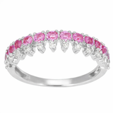 .66ct G SI White Gold Diamond & Pink Sapphire Gemstone Elegant Ring Size 6.5