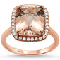 <span style="color:purple">SPECIAL!</span> 4.61ct 10k Rose Gold Diamond & Cushion Cut Morganite Gemstone Ring