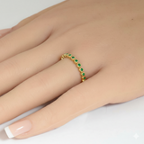 .14ct G SI 14kt Yellow Gold Emerald Gemstone Bezel Set Ring Size 6.5