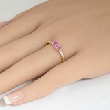 .62ct G SI 14kt Yellow Gold Diamond & Pink Sapphire Gemstone Ring Size 6.5