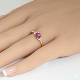 1.03ct G SI 14kt Yellow Gold Diamond & Pink Sapphire Gemstone Ring Size 6.5