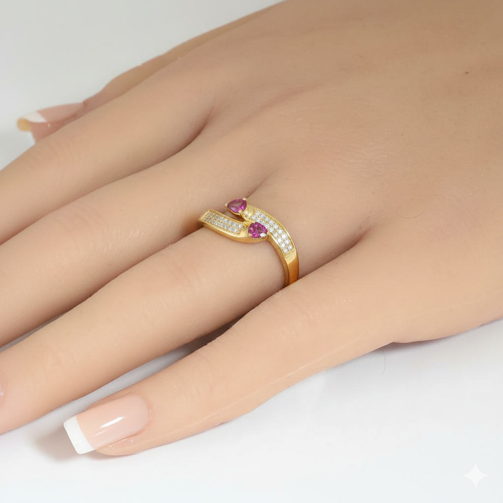 .73ct G SI 14kt Yellow Gold Diamond & Pink Sapphire Gemstone Wrap Ring Size 6.5