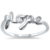 Sterling Silver Plain Script Hope Ring