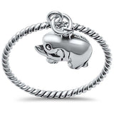  Sterling Silver Cute! Dangling Bali Elephant Ring