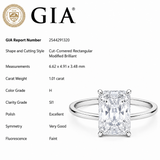 <span style="color:purple">¡ESPECIAL!</span> Anillo solitario de oro blanco de 14K con diamante talla radiante de 1,01 ct I-SI1 CERTIFICADO por GIA, tamaño de banda 7