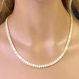 6.05ct G SI 14K Yellow Gold Round & Baguette Diamond Tennis Necklace 22" Long