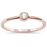  Rose Gold Plated CZ Bezel Engagement Ring