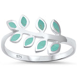 <span>¡LIQUIDACIÓN!</span> Anillo de plata de ley .925 con hoja de olivo turquesa