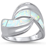 <span>CLOSEOUT! </span> White Opal Wave Fashion .925 Sterling Silver Ring