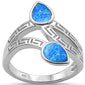 <span>CLOSEOUT!</span> Blue Opal Greek Key Leaf .925 Sterling Silver Ring