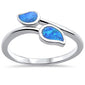 <span>CLOSEOUT!</span> Blue Opal Leaf Design .925 Sterling Silver Ring