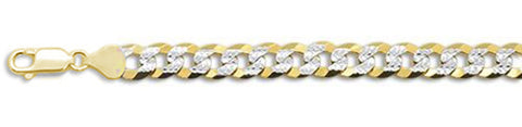 <span>CLOSEOUT 20% OFF! </span> 300-14MM Yellow Gold Plated Flat Pave Curb Chain Sterling Silver Made in Italy Available in 8"- 30" inches