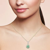 <span style="color:purple">SPECIAL!</span> .71ct G SI 14K Yellow Gold Diamond & Emerald Gemstone Pendant Necklace 18" Chain
