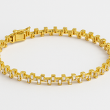 .94ct G SI 14K Yellow Gold Round & Baguette Diamond Bangle Bracelet
