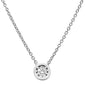 <span>DIAMOND CLOSEOUT! </span>.10ct 14k White Gold Diamond Round Solitaire Bezel Pendant Necklace 18"